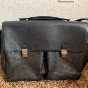 DUNHILL Black Nylon Messenger Bag - Two Front Pockets w/ Push Locks